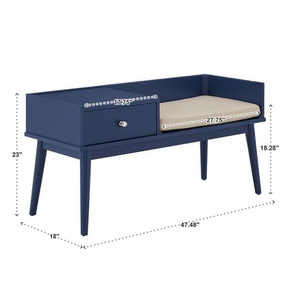 dimension image slide 1 of 2, Niklas 1-drawer Cushioned Entryway Bench iNSPIRE Q Modern