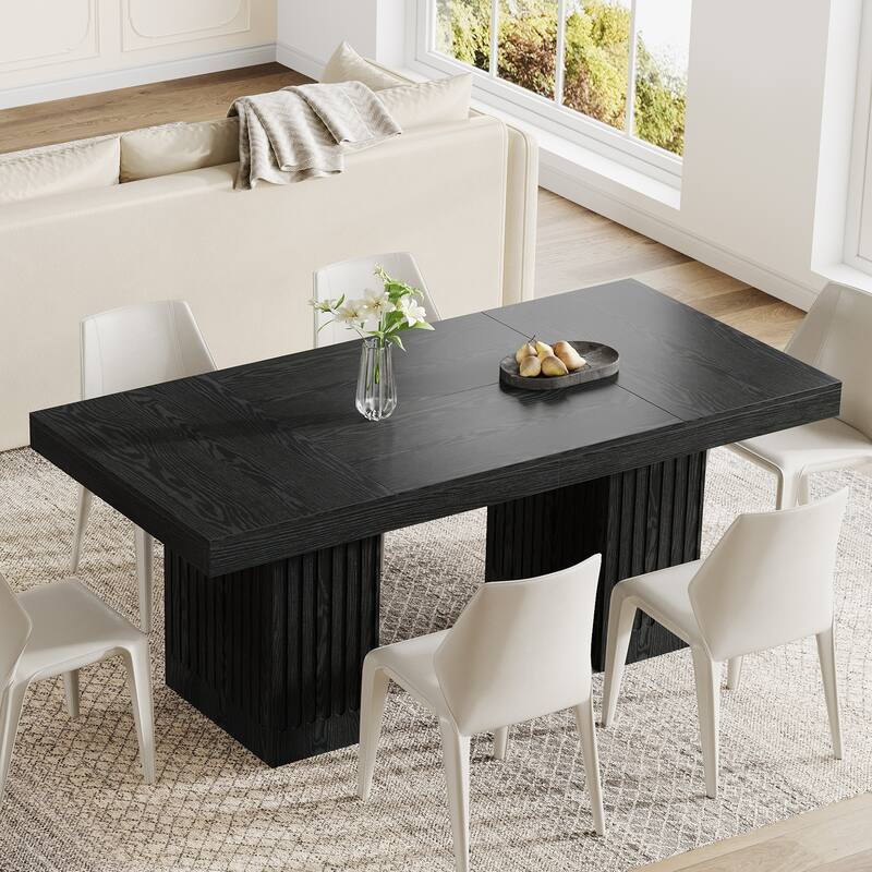 63 Inch Modern Black Dining Table for Kitchen, Dining Room - 62.99" L x 31.5" W x 30.71" H