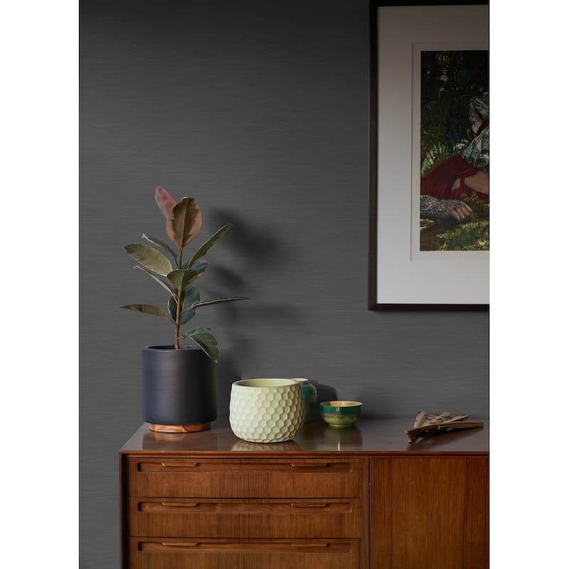 A-Street Prints Moroccan Black Sisal Texture Wallpaper