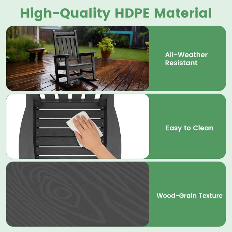 Modern High-Back Rocking Adirondack Chair All Weather