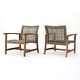 preview thumbnail 2 of 28, Hampton Outdoor Wood/Wicker Club Chair (Set of 2) by Christopher Knight Home