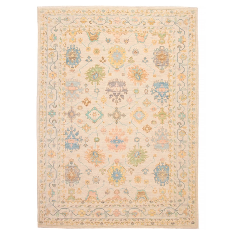 ECARPETGALLERY Hand-knotted Modern Oushak Ivory Wool Rug - 9' 11" x 13' 7" - Ivory - 9' 11" x 13' 7" - Rectangle
