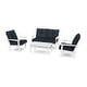 preview thumbnail 7 of 11, POLYWOOD Lakeside 4-Piece Deep Seating Set White / Marine Indigo