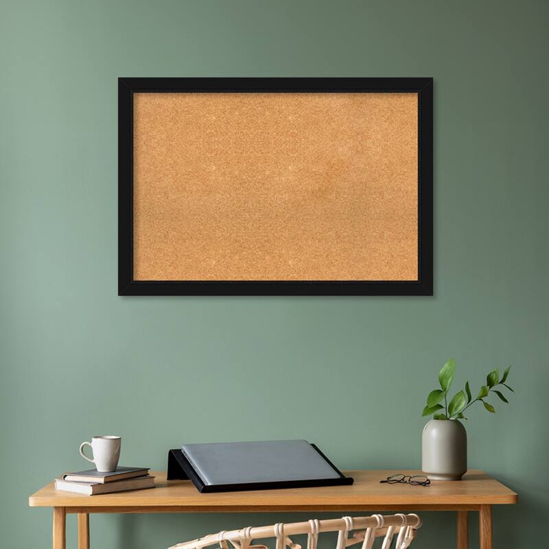 Avon Black Framed Natural Corkboard Bulletin Board, Organization Board, Pin Board