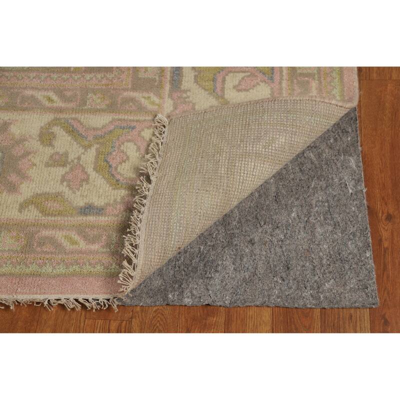 Pink Oushak Indian Area Rug Handmade Floral Wool Carpet - 7'10" x 10'1"