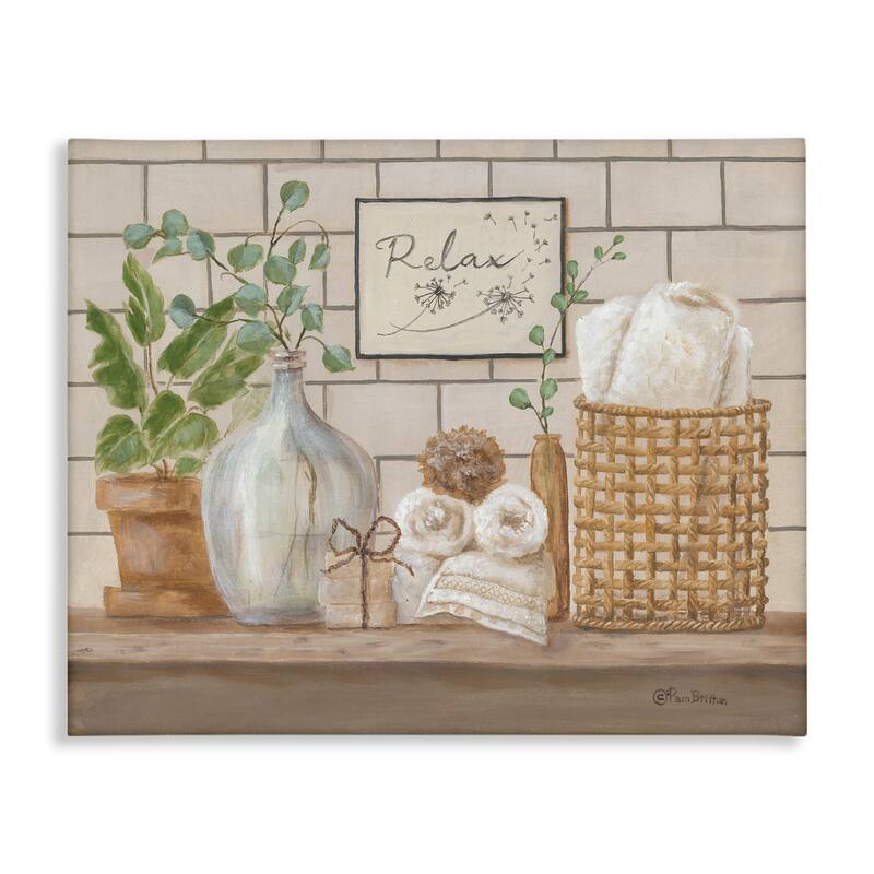 Stupell Uplifting Bathroom Spa Relax Scene Stretched Canvas Wall Art, Design by Pam Britton - 30 x 24