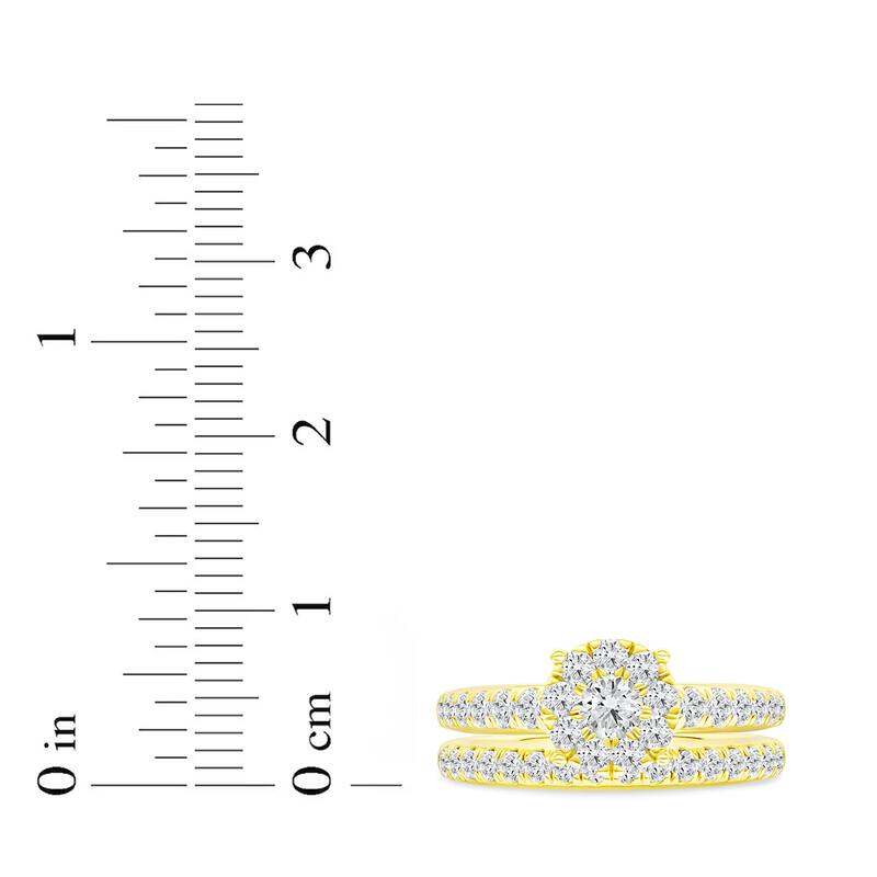 1ct TDW Diamond Cluster Bridal Set in 10K Gold for Women