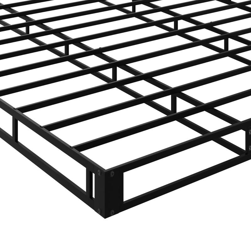 Clayfell Walpi 5" Metal Box Spring / Bed Foundation - Warm Gray/Black, Durable Metal Construction