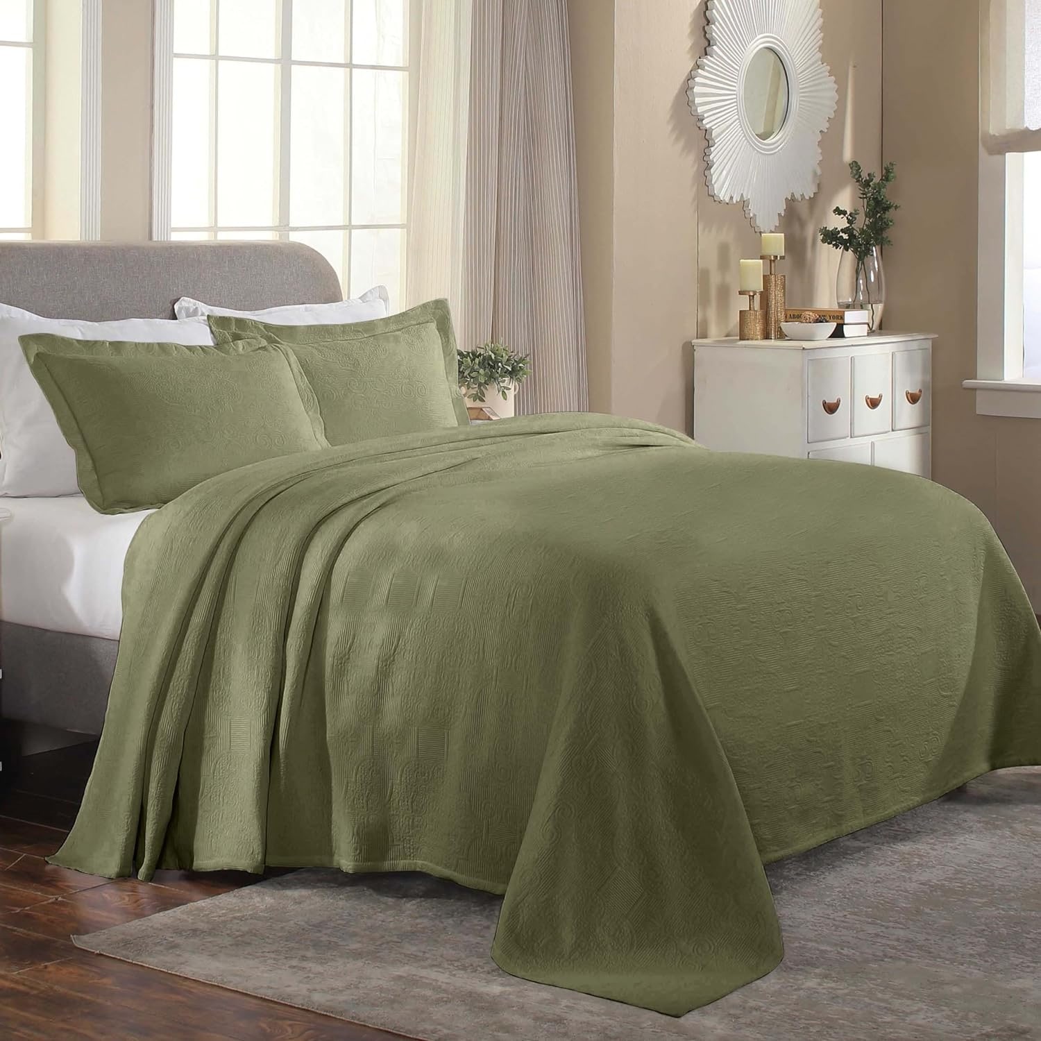 Superior Florin Jacquard Scrolling Medallion Cotton Bedspread Set - Picture 86 of 120