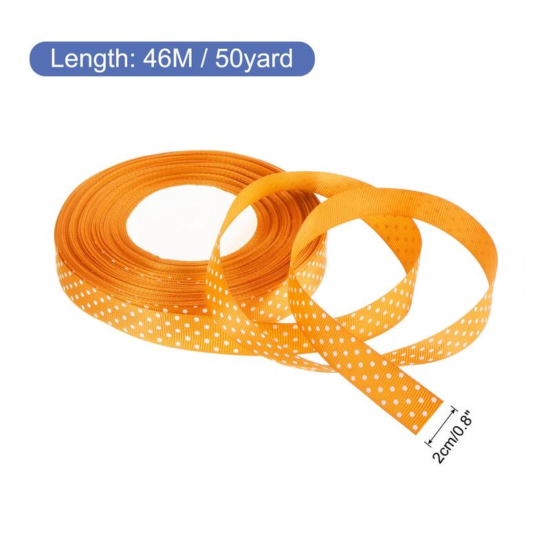 Grosgrain Ribbons with Dots Ribbon Bow Decoration - Orange - 50 Yards 3/4 Inch