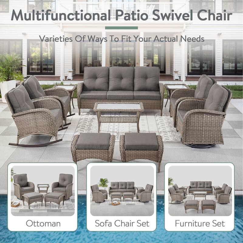 Pocassy Patio Swivel Rocker Chairs with Side Table