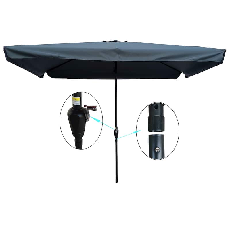 10 x 6.5ft Rectangular Patio Umbrella,Chocolate / Navy Blue / Bright Red / Burgundy / Tan