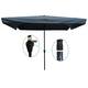 10FT x 6.5FT Outdoor Rectangular Patio Market Tilt Umbrella with Crank and Push Button - Grey