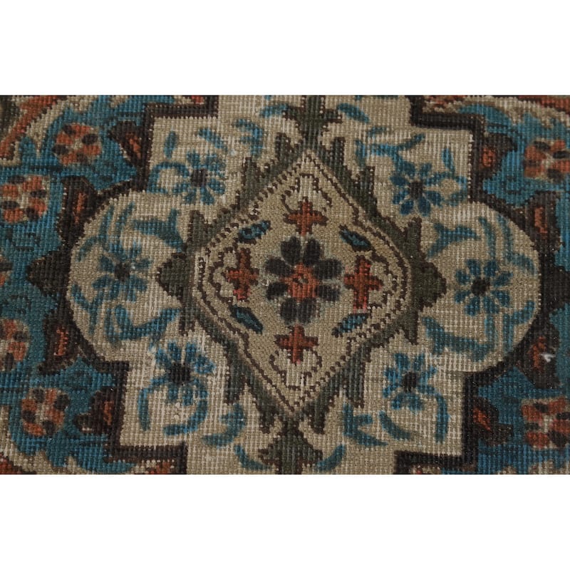 Distressed Tabriz Persian Rug Handmade Floral Wool Carpet - 9'5" x 12'4"
