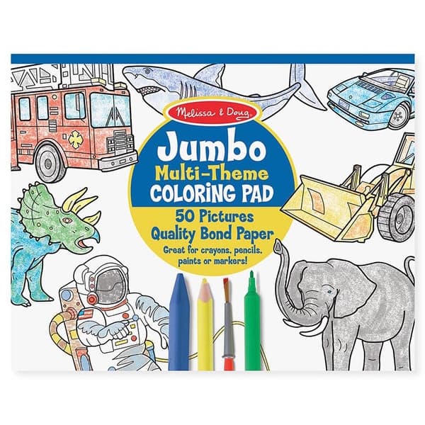 slide 2 of 3, Melissa & Doug Jumbo 50-Page Kids' Coloring Pad - Space, Sharks, Sports, and More - Multi Multi - Kids