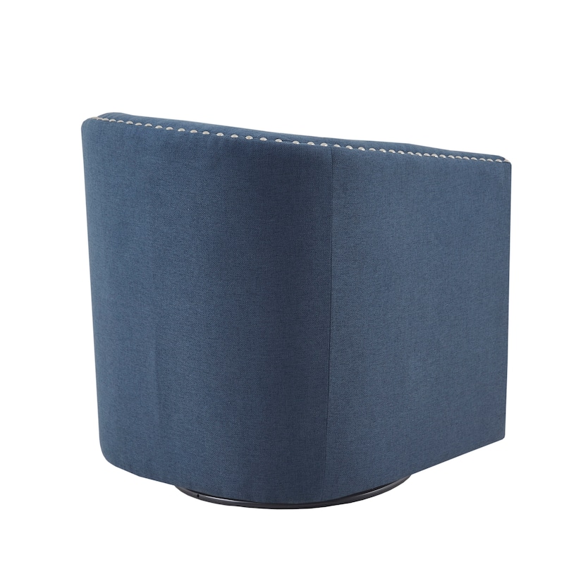 Madison Park Tyler Upholstered Swivel Barrel Chair with Nailheads