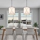 preview thumbnail 4 of 6, Modern Black Chandelier Drum Pendant Lights with Off-white Fabric for Kitchen Island - D13" X H 14"