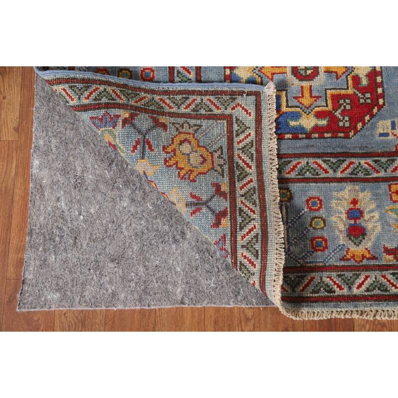 Hand Knotted Oriental 100% Wool Carpet Traditional All-Over Navy Blue & Blues Kazak Area Rug - 9' 8'' X 6' 9''