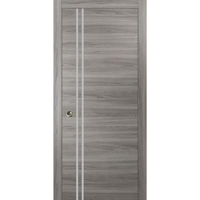 French Pocket Door 18x80 with Planum 0310 Ginger Ash with Kit Trims Rail