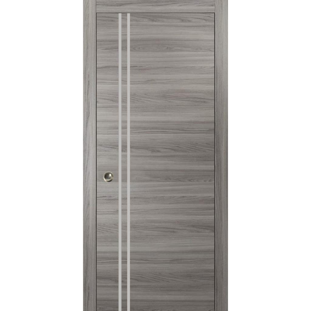 French Pocket Door 18x80 with Planum 0310 Ginger Ash with Kit Trims Rail