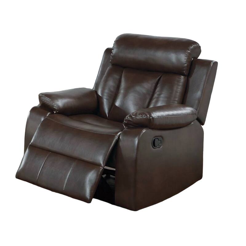 Corie Manual Recliner Chair, Pillow Cushioned, Brown Faux Leather