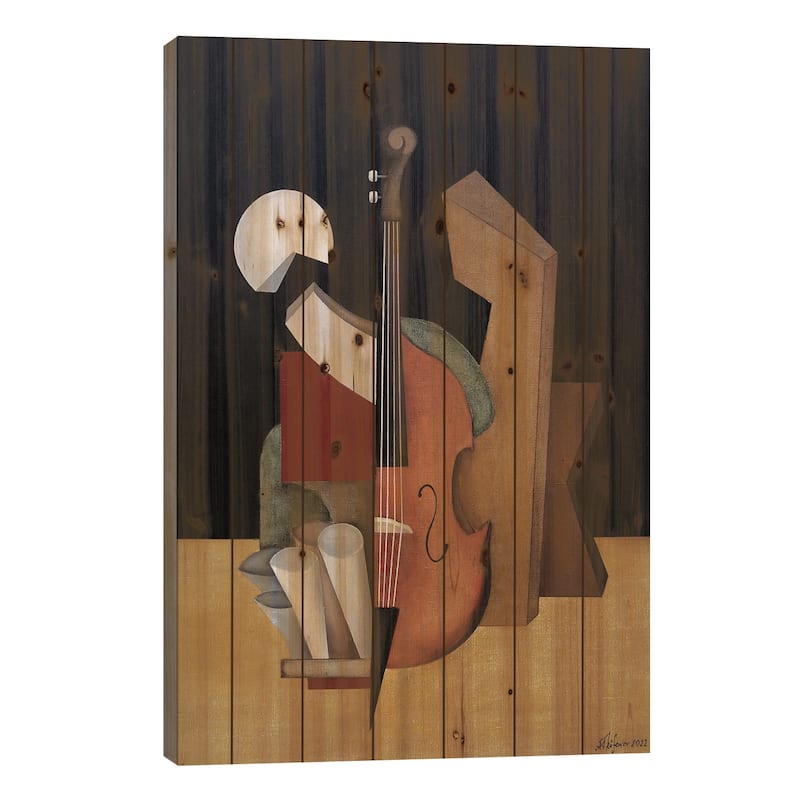 Cello Print On Wood by Alexander Trifonov - Multi-Color - 26x18x1.5