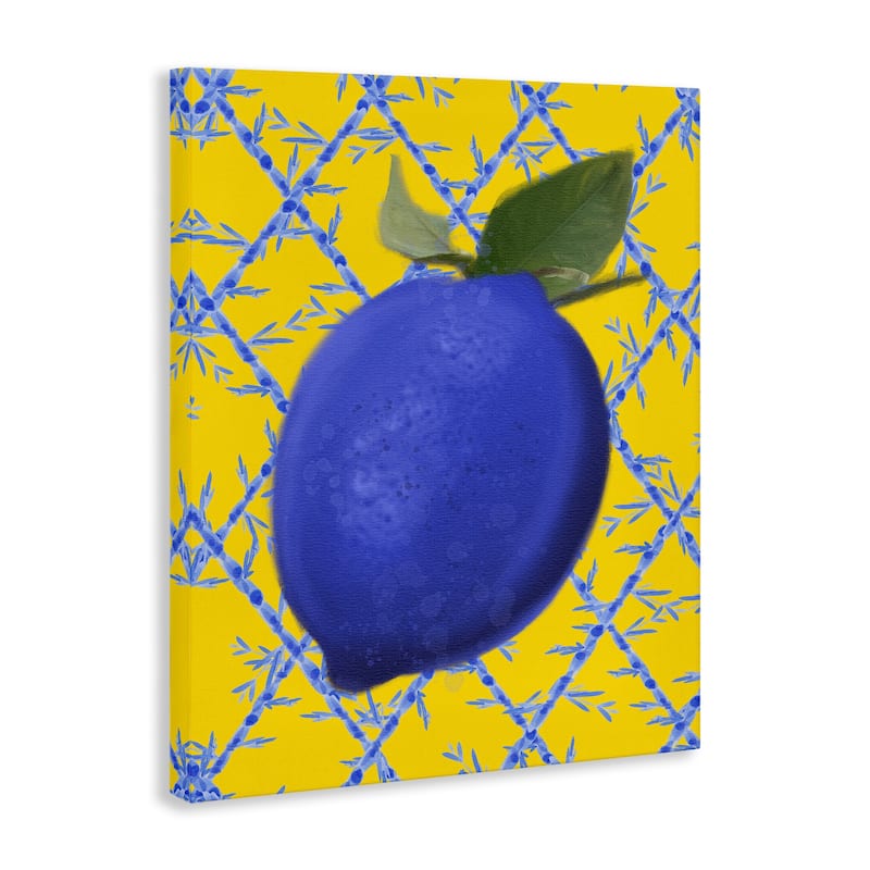 Stupell Blue Lemon over Yellow Canvas Wall Art Design By Matthew Piotrowicz