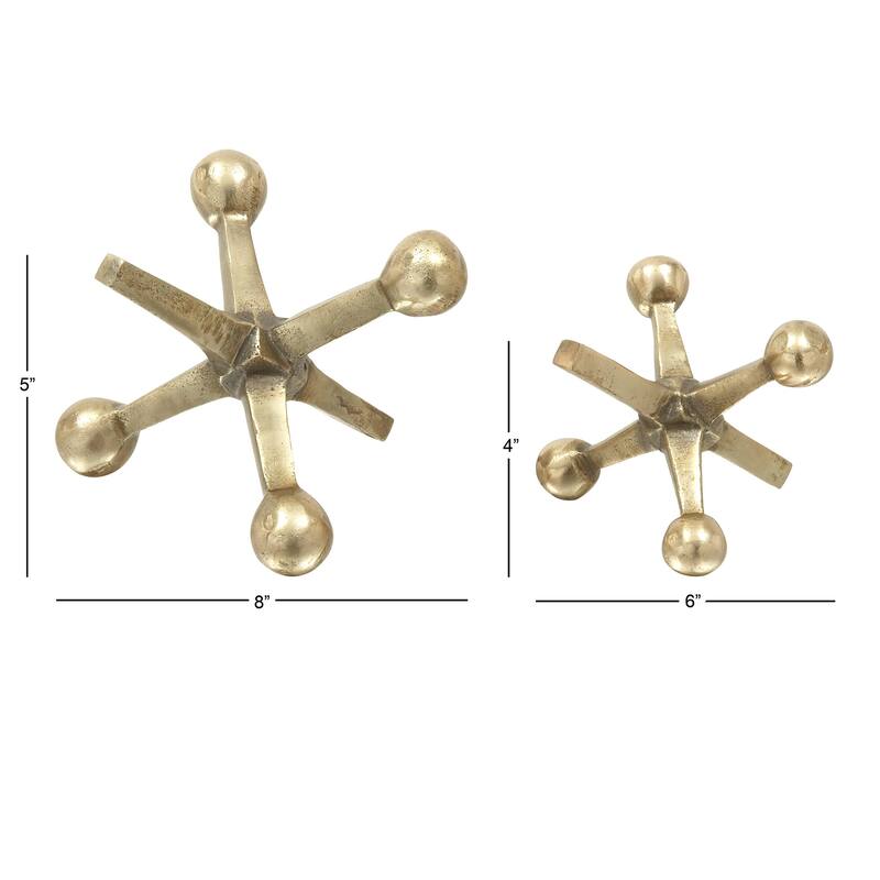 Aluminum Metal Jack Decorative Sculpture - Set of 2 Gold or Silver - Roche River Decor