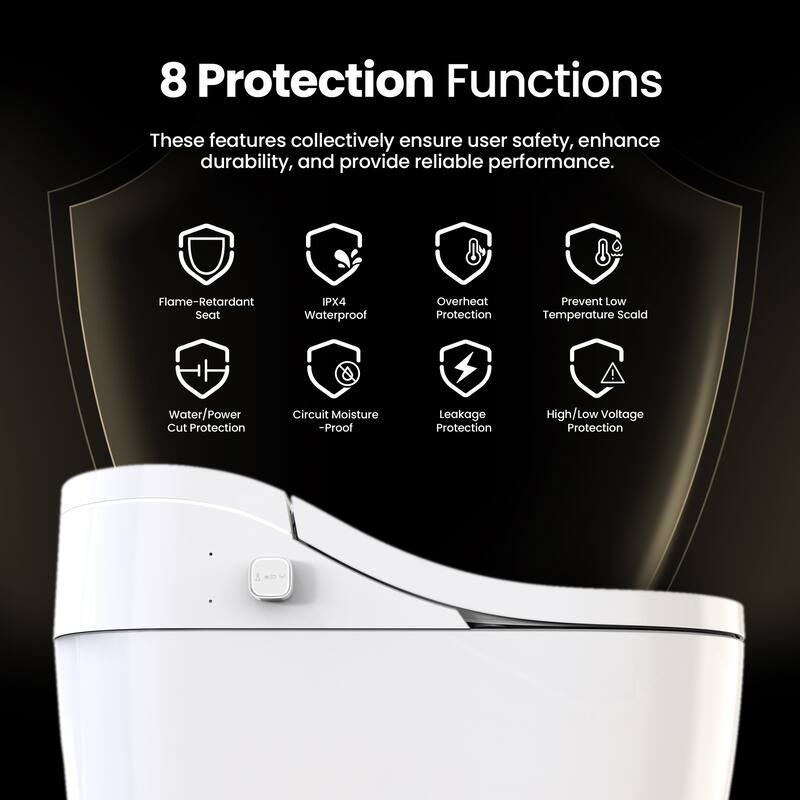 Vittuone Smart Bidet Toilet Combo with Clean Foam Shield Splash Proof,Uv Sterilization,Aroma Diffuser,Foot Sensor Operation