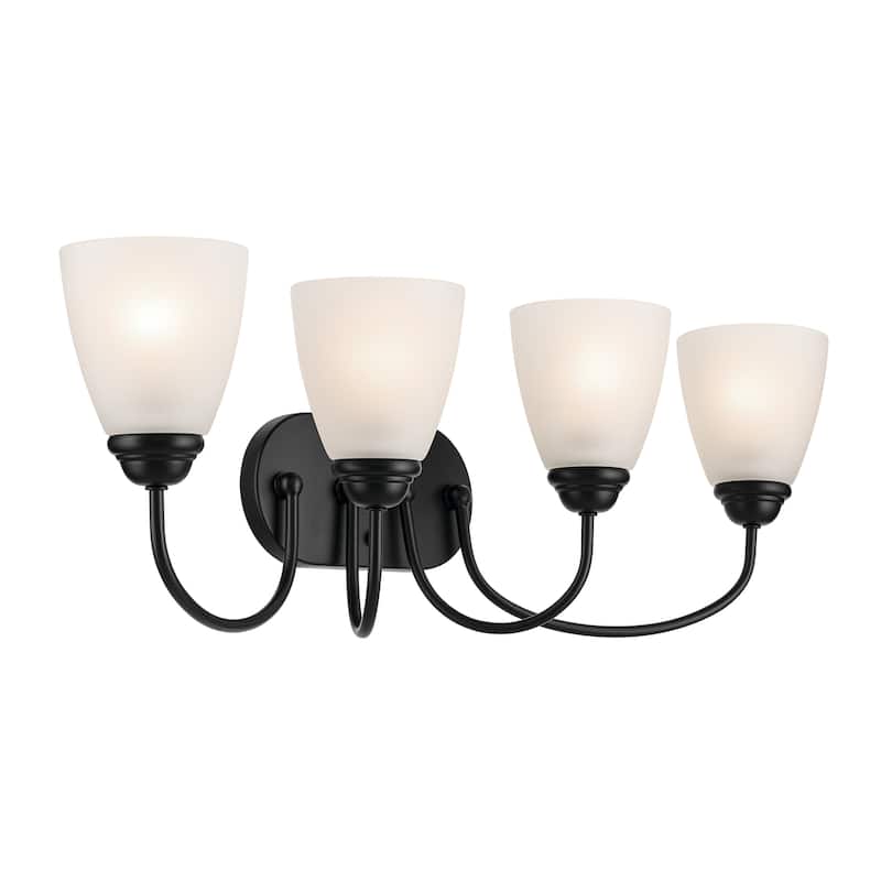 Kichler Lighting Jolie 4-Light Vanity Light with Satin Etched Glass in Black