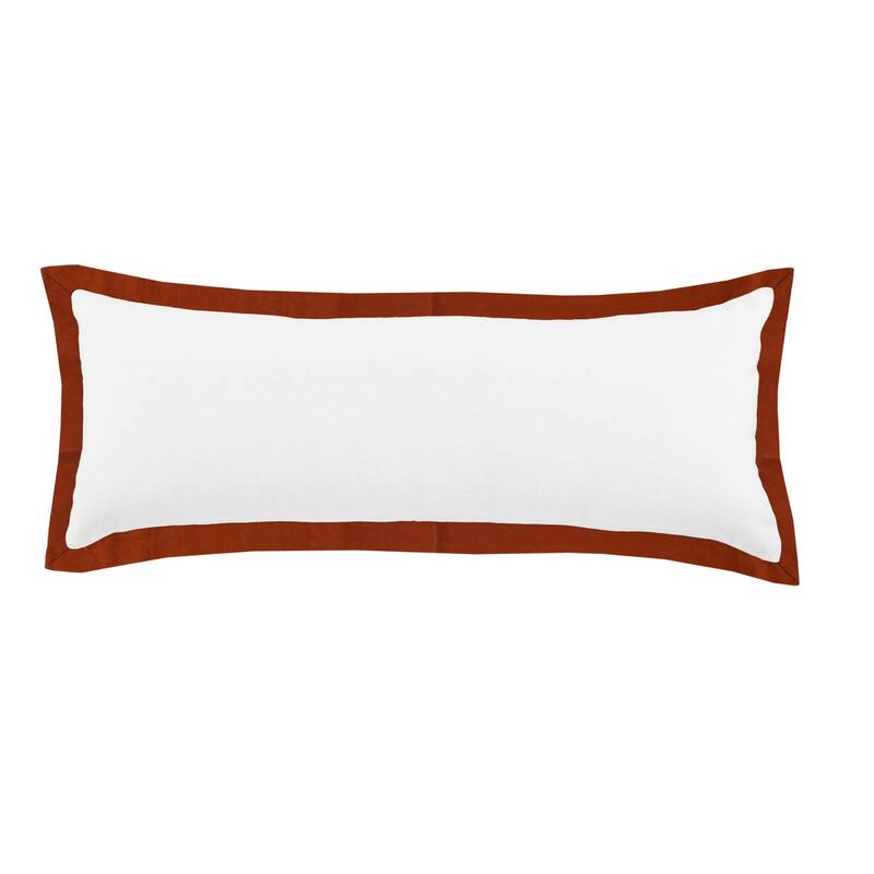 HomeRoots 14" X 36" White And Red 100% Cotton Geometric Zippered Pillow