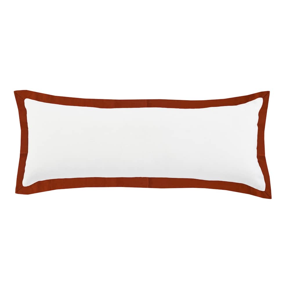 HomeRoots 14" X 36" White And Red 100% Cotton Geometric Zippered Pillow