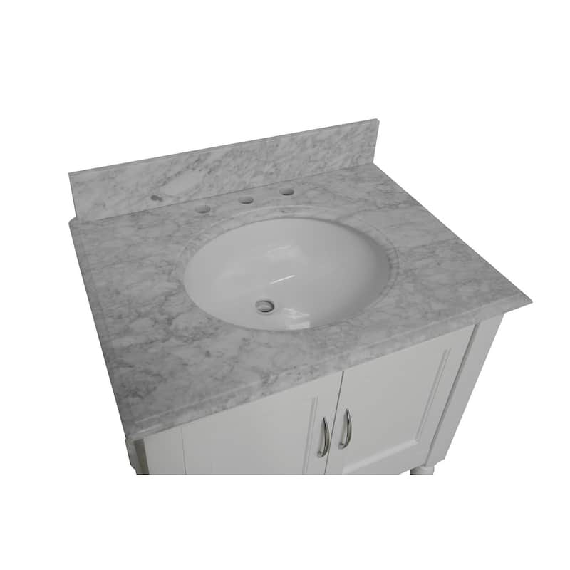 KitchenBathCollection Beverly 30" BathroomVanity w/ Carrara Marble Top
