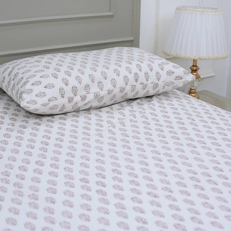 Fabdivine Handmade Block Print Flat Sheet or Bed Sheet Cotton Fabric Floral Home Decor