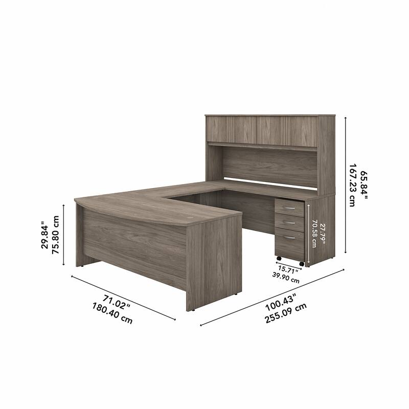 Studio C 72W U Desk with Hutch and Drawers by Bush Business Furniture