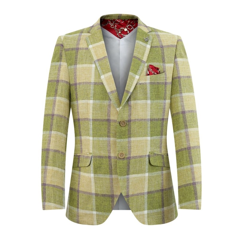 Elie Balleh Men's Plaid Slim Fit Jacket - XXXL/54-56 - Green
