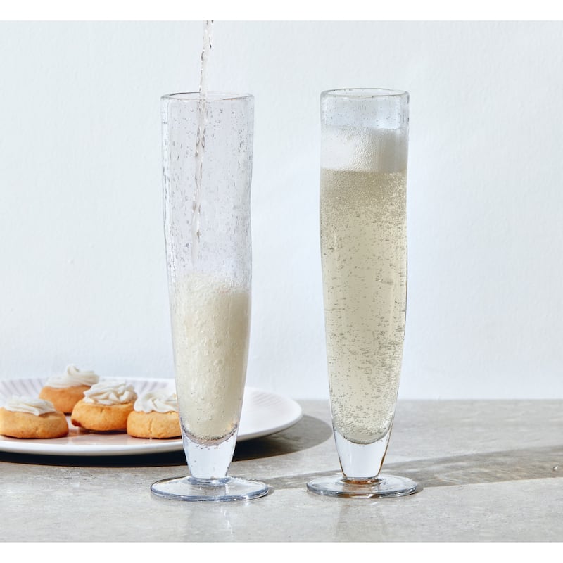 Hand Crafted Bubble Clear 12 oz. Glass Tall Flute