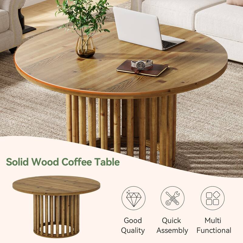 31.5-Inch Solid Wood Round Coffee Table