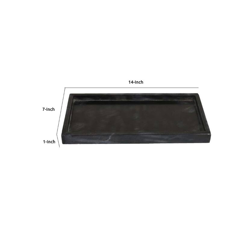 Honx Foyer Accessory Tray, Raised Lip Edges, 14 Inch Black Marble