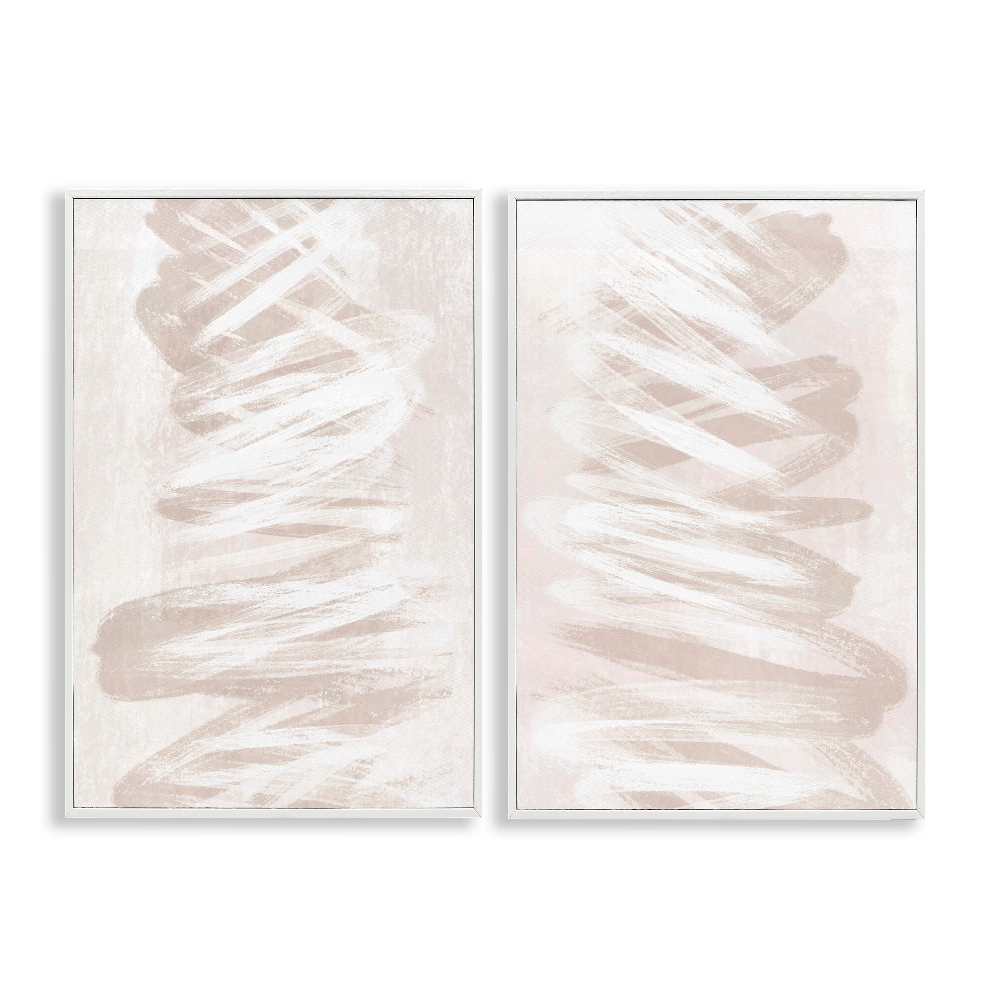 Stupell Minimal Beige Waves Framed Giclee Art Design By Martina Pavlova (Set of 2)