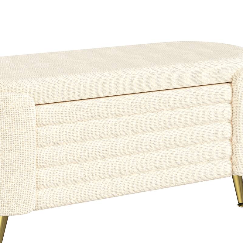 GDFStudio - Modern 44.9" Chenille Upholstered Storage Ottoman Bench