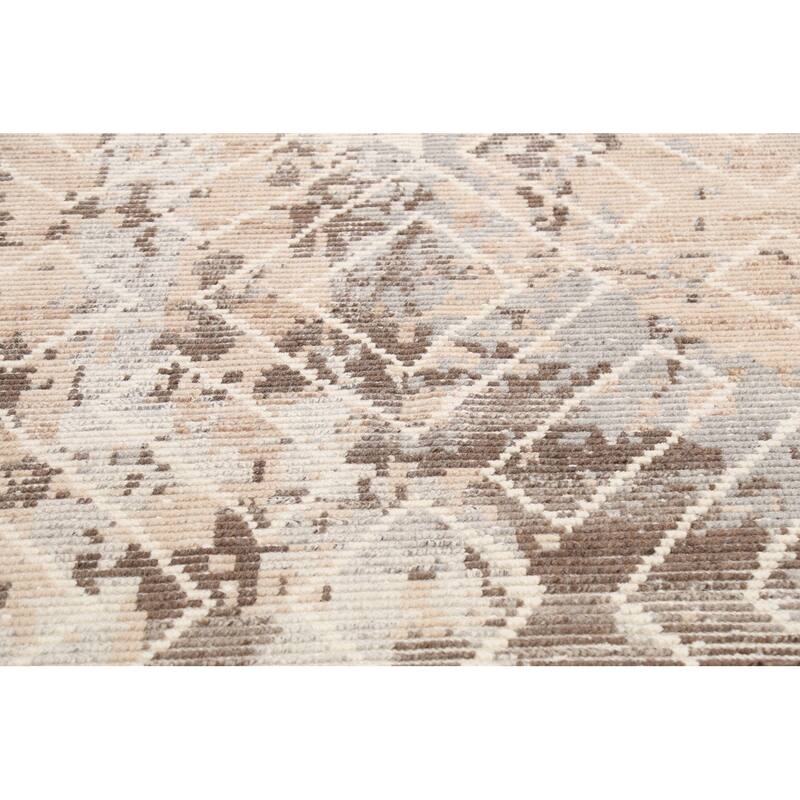 Geometric Contemporary Moroccan Oriental Area Rug Handmade Wool Carpet - 5'4" x 7'10"