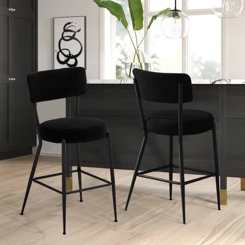 Set of 2 Modern Teddy Fabric Upholstered Bar Stools with Metal Base Bed Bath & Beyond 38971473