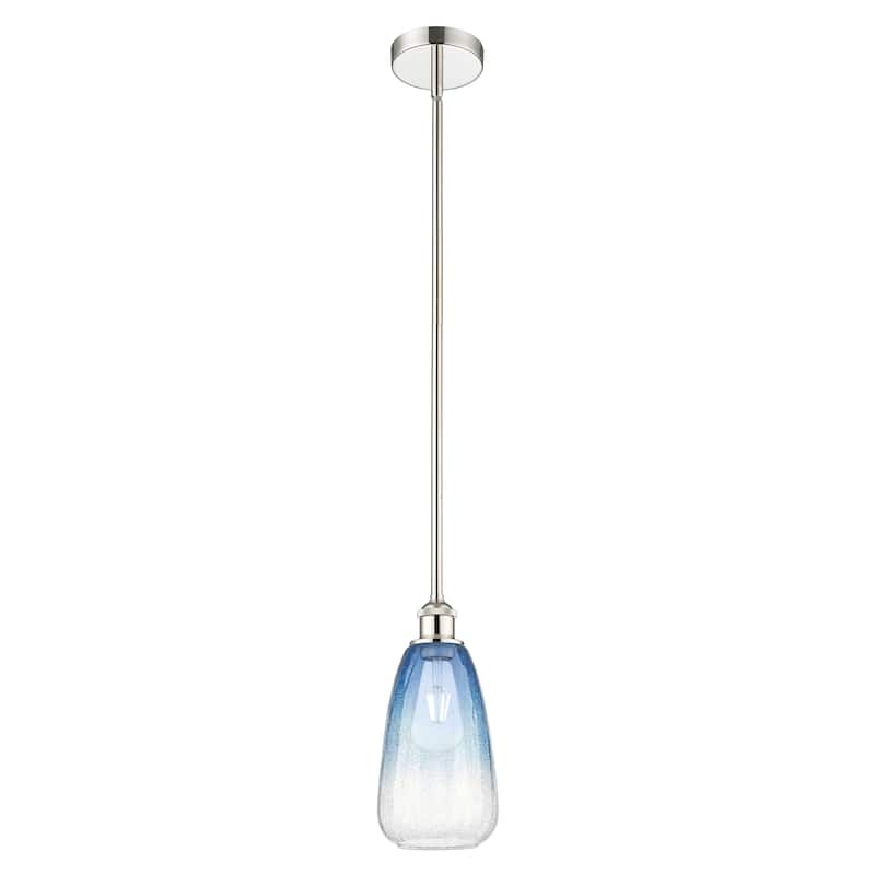 Innovations Lighting Endless Possibilities Edison - Brookhaven Almond - 1 Light 6" Stem Hung Mini Pendant - Polished Nickel/Sapphire Blue