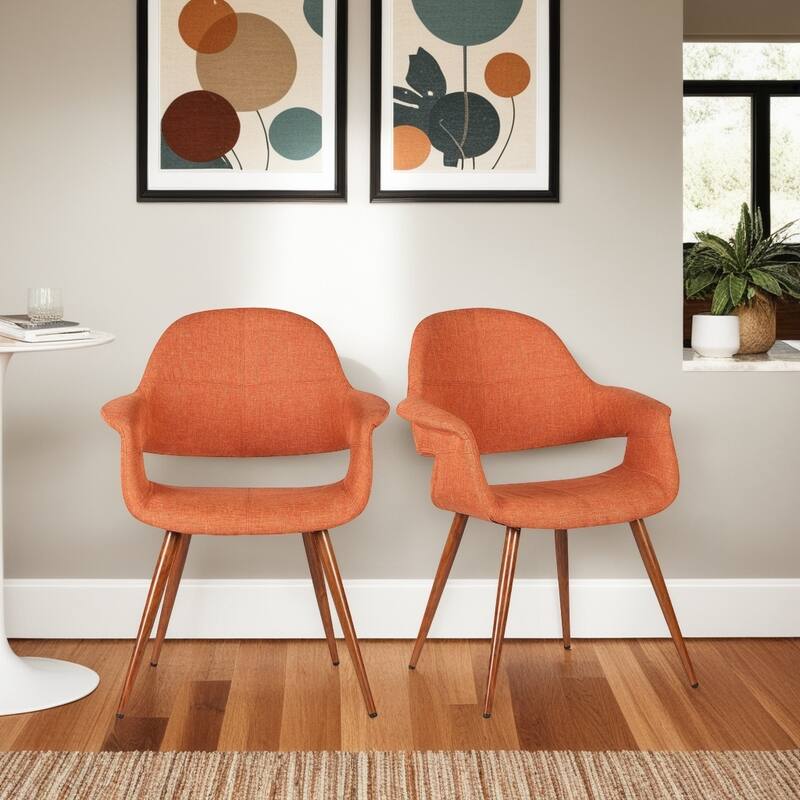 Armen Living Phoebe Walnut Wood Mid-Century Dining Chair
