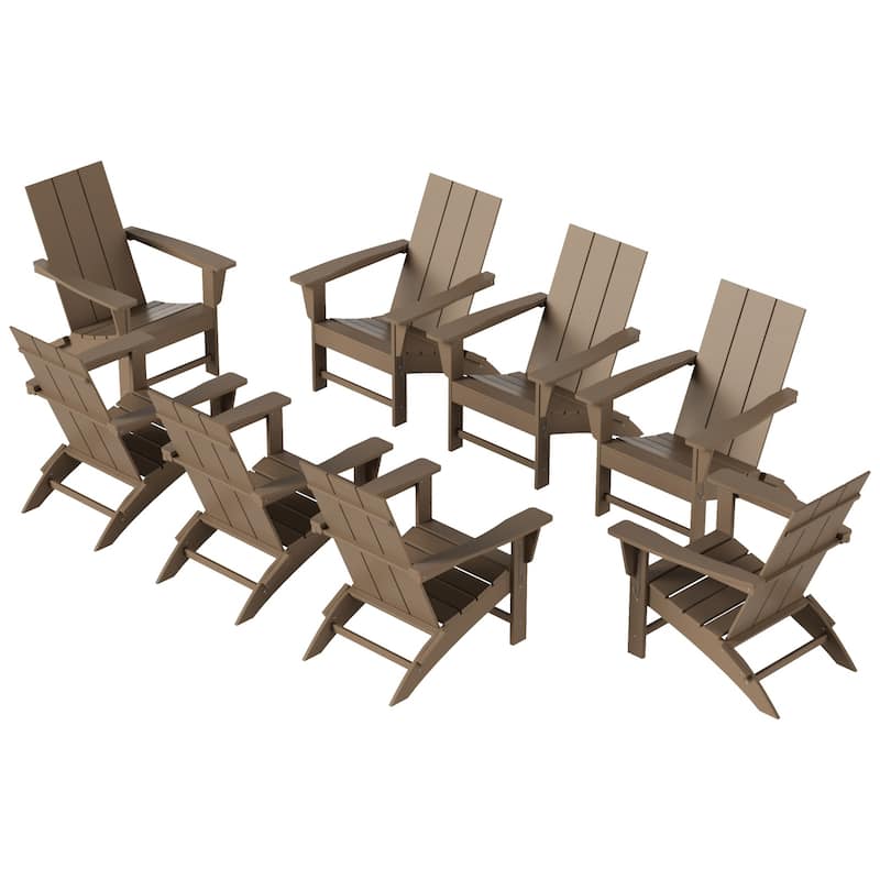 Shoreside Modern Poly Folding Eco-Friendly All Weather Adirondack Chair (Set of 8)