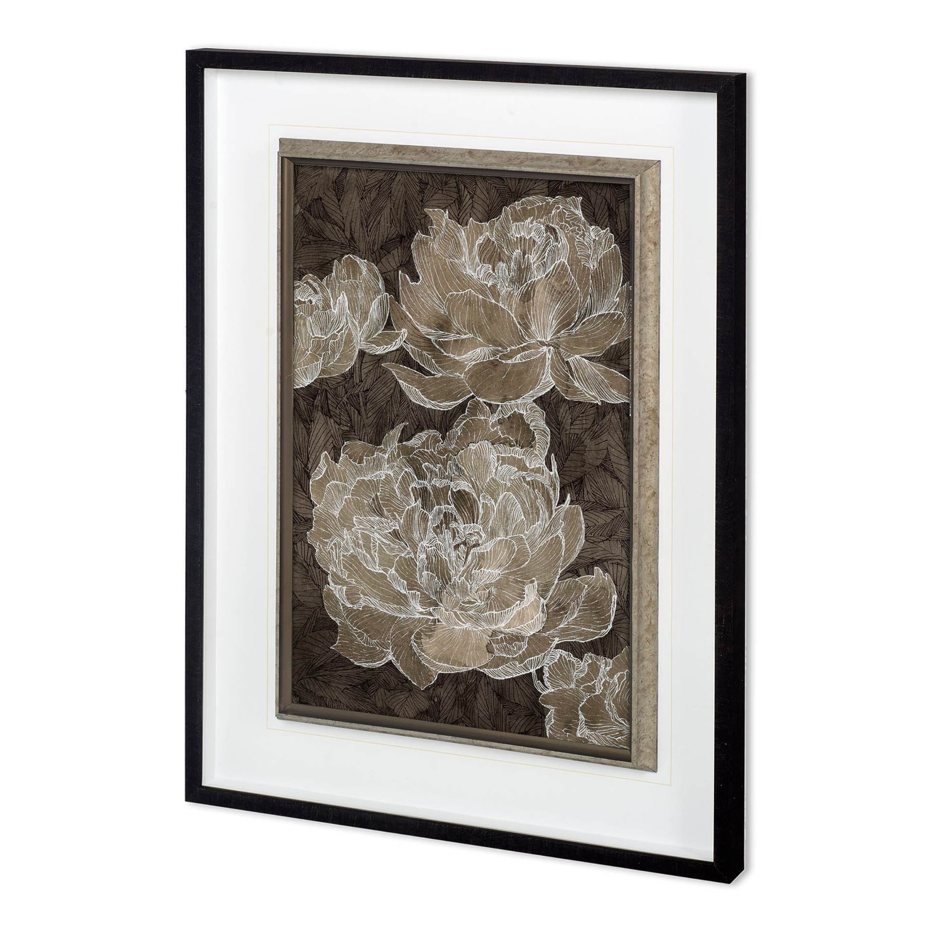 Mercana Weaved Peony II by Mercana Studio a Hand Embellished Textured Framed Art Print Matted under Glass