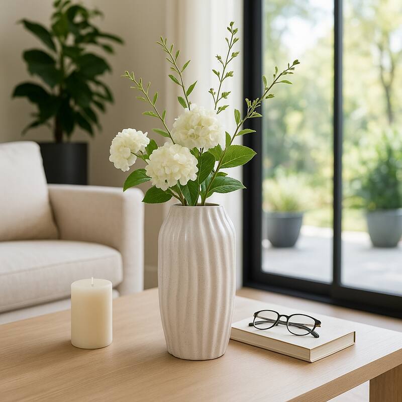 Ceramic Decorative Vase Tall Flower Sculpted Inspired Design