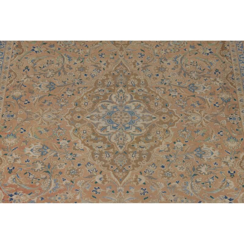 Traditional Mashad Persian Vintage Area Rug Handmade Wool Carpet - 8'1" x 11'5"