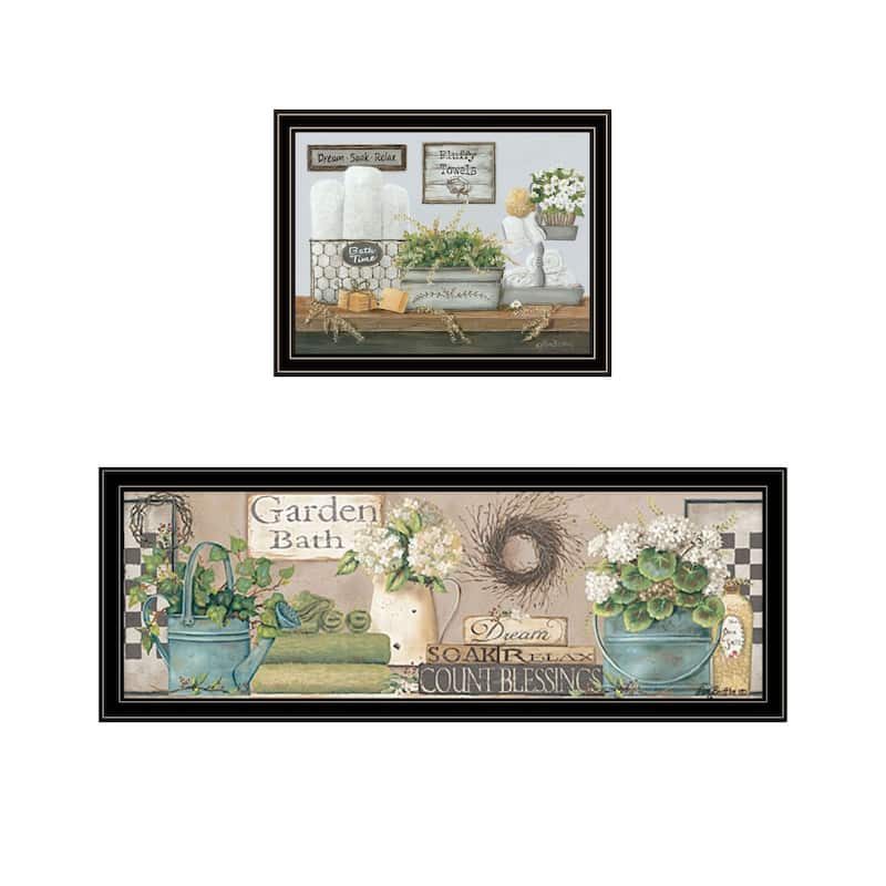 Trendy Decor 4U "Bath Time-Dream, Soak and Relax" Printed Framed Wall Art by Pam Britton - Multi - 38 x 14